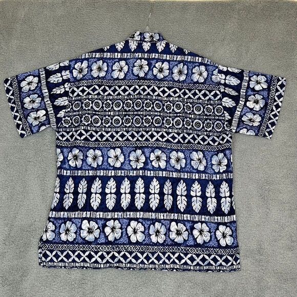 Happy Bay Shirt Men XL Blue Hawaiian Travel Button Up 100% Terivoile Lightweight - Picture 8 of 12